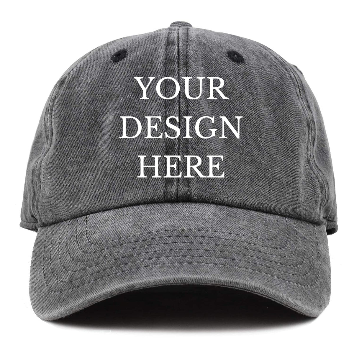 Custom Your Picture Text Logo Vintage Washed Personalized Unisex Adjustable Denim Hat Baseball Cap