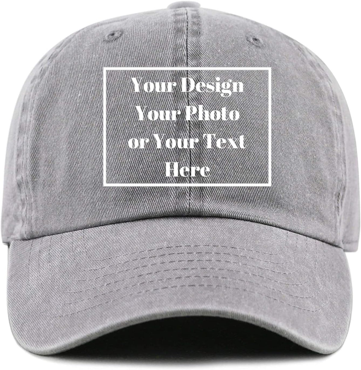 Custom Your Picture Text Logo Unisex Vintage Washed Personalized Plain Adjustable Denim Hat Baseball Cap