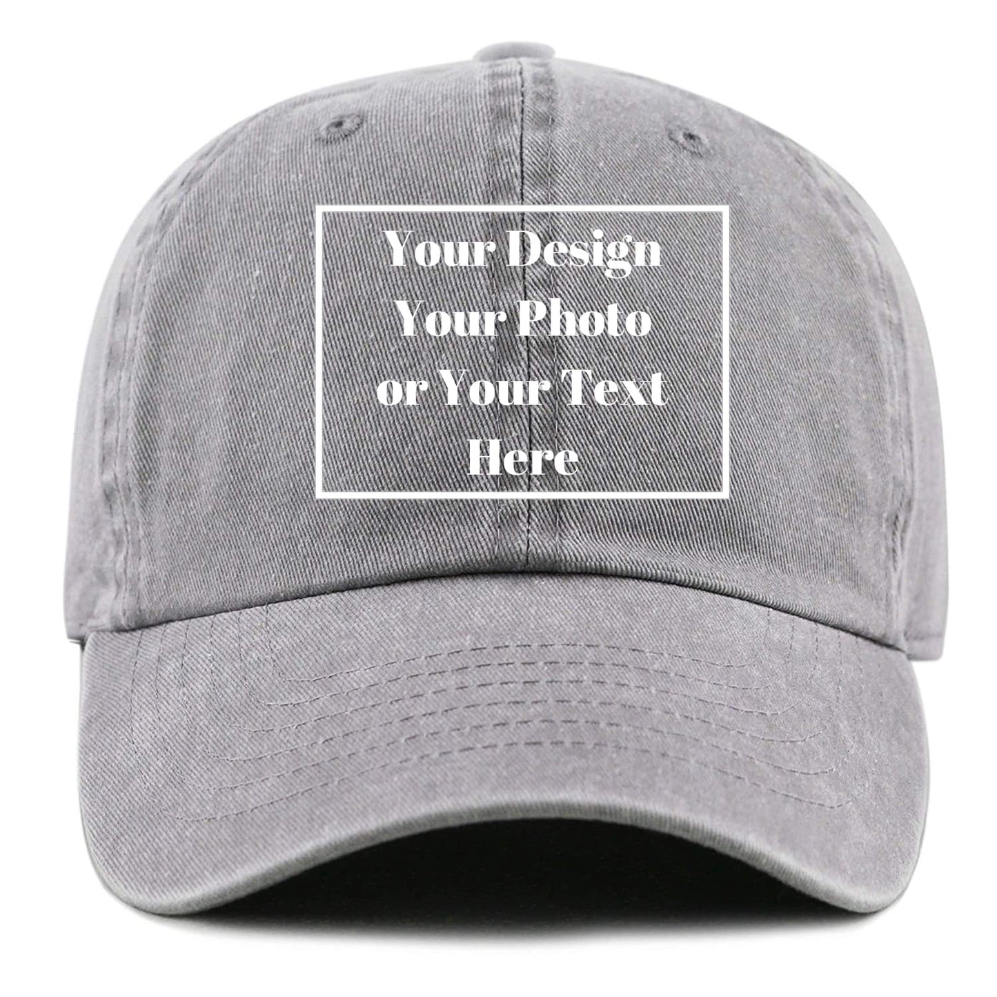Custom Your Picture Text Logo Unisex Vintage Washed Personalized Plain Adjustable Denim Hat Baseball Cap