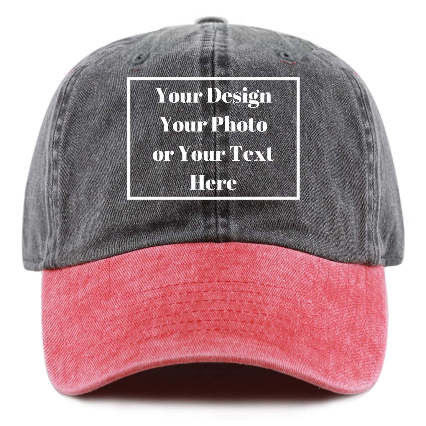 Custom Your Picture Text Logo Unisex Vintage Washed Personalized Plain Adjustable Denim Hat Baseball Cap
