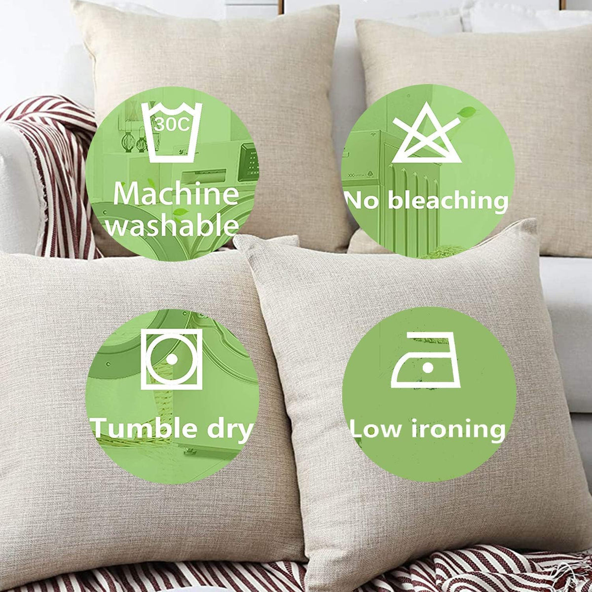 Decorative Linen Throw Pillow Covers Couch Bench Cushion Cover Custom Personalized Pillowcases with Zipper 22x22 Inches