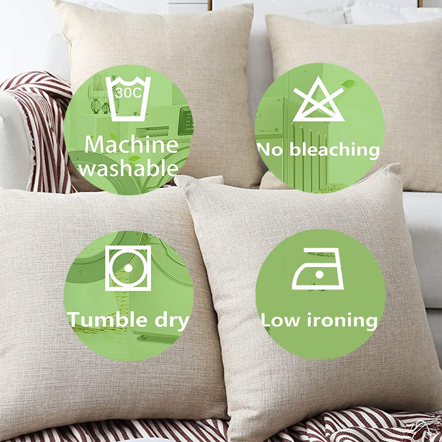 Decorative Linen Throw Pillow Covers Couch Bedroom Cushion Cover Custom Personalized Pillow Cases Standard Size 18x18 Inches