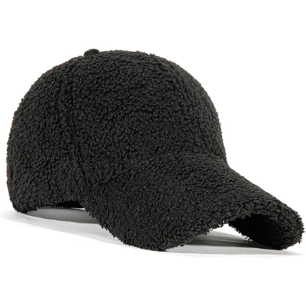 Warm Winter Plain Adjustable Lamb-Wool Hat Baseball Cap