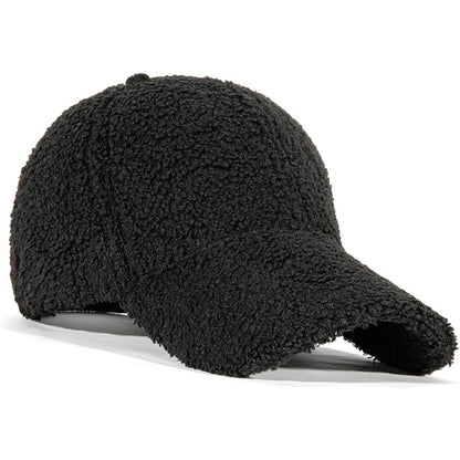 Warm Winter Plain Adjustable Lamb-Wool Hat Baseball Cap