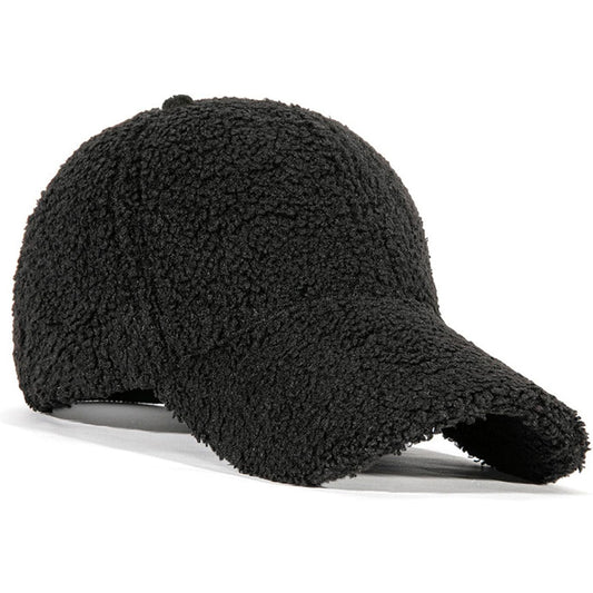 Warm Winter Plain Adjustable Lamb-Wool Hat Baseball Cap