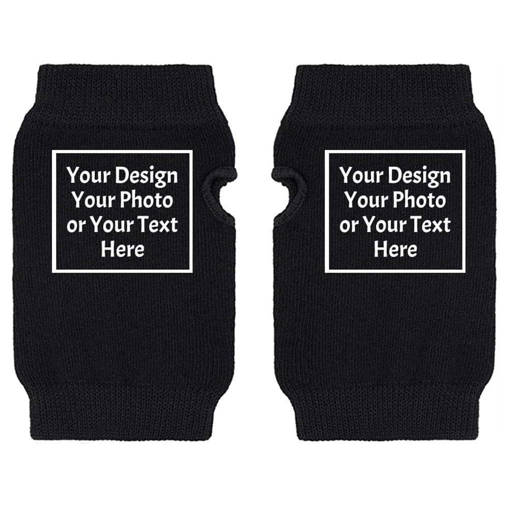 Custom Personalized Text Logo Unisex Adult Fingerless Warm Gloves