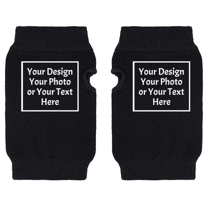Custom Personalized Text Logo Unisex Adult Fingerless Warm Gloves