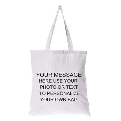 Personalized 15"x13" Cotton Reusable Canvas Handbag Custom Women Large Travel Shopping Cloth Bags