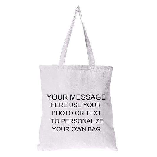 Personalized 15"x13" Cotton Reusable Canvas Handbag Custom Women Large Travel Shopping Cloth Bags