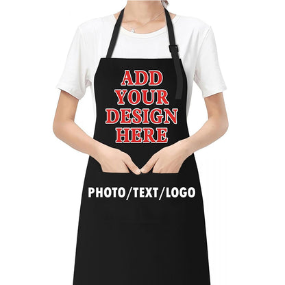 Custom Kitchen Apron for Men & Women – Personalized Text/Logo, Waterproof, Adjustable Bib with Pockets, Perfect for Chef, Baking & BBQ ZMvise-46