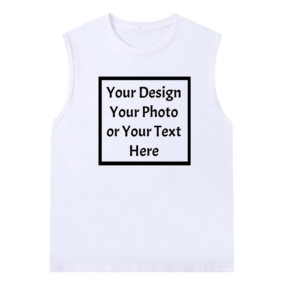 Custom Personalized Text Logo Unisex Young Adult Vest Tank Tops Sleeveless Shirts