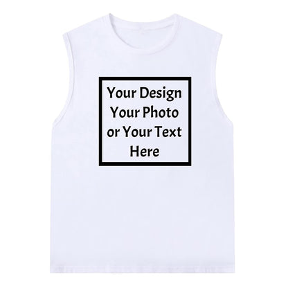 Custom Personalized Text Logo Unisex Young Adult Vest Tank Tops Sleeveless Shirts